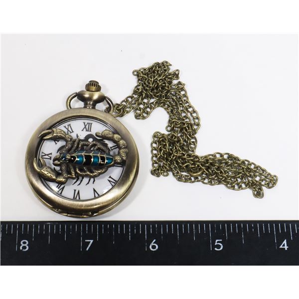 NEW SCORPION THEME POCKET WATCH WITH CHAIN