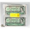 Image 1 : LOT OF 2 CENTENNIAL CANADIAN 1 DOLLAR BILLS