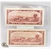 Image 2 : LOT OF 2 1954 CANADIAN 2 DOLLAR BILLS