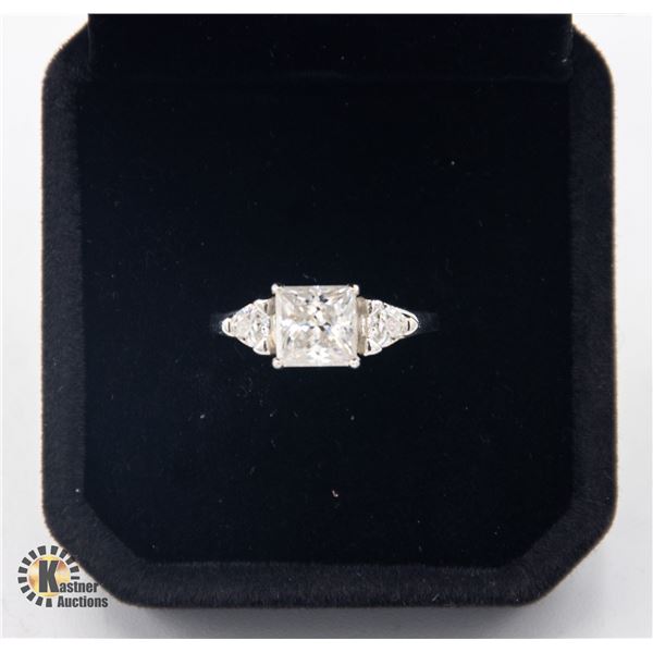 #1014-CUSTOM HAND SET 2CT PRINCESS CUT MOISSANITE