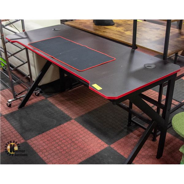 NEWLY ASSEMBLED FAUX CARBON FIBER GAMING DESK