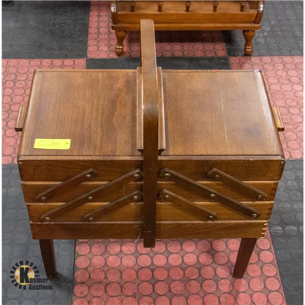 VINTAGE ACCORDIAN SEWING KIT WITH CONTENTS