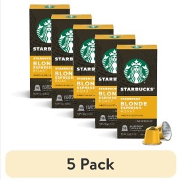 BOX WITH FIVE 10 PACKS NESPRESSO BLONDE CAPSULES