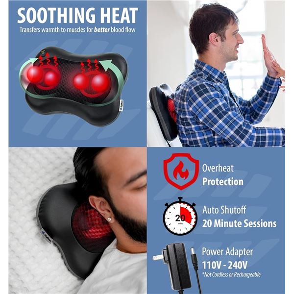 NEW ZYLLION ZMA-13 SHIATSU MASSAGE PILLOW W/HEAT