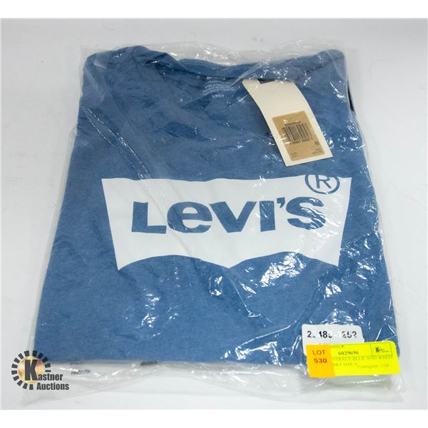 NEW LEVI STRAUS BLUE AND WHITE LOGO T SHIRT SIZE S