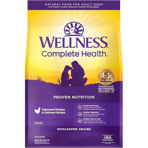 NEW 15LBS WELLNESS DEBONED CHICKEN ADULT DOG FOOD
