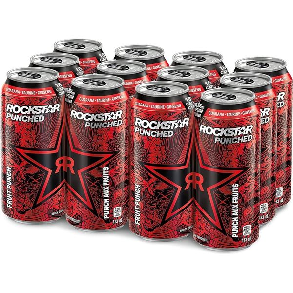 NEW CASE OF 12 ROCKSTAR PUNCHED ENERGY FRUIT PUNCH