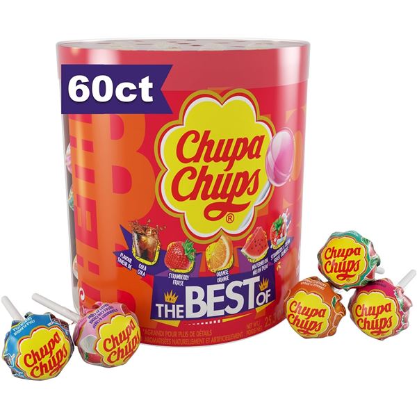 NEW TUB OF 60 CHUPA CHUPS POPS - CANDY