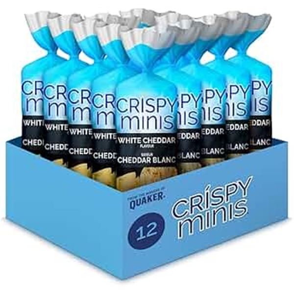NEW 12X100G  BAGS OF CRISPY MINIS WHITE CHEDDAR