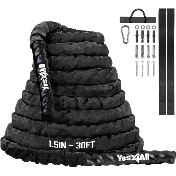 BRAND NEW YES4ALL 30FT BATTLE ROPE WITH COVER &