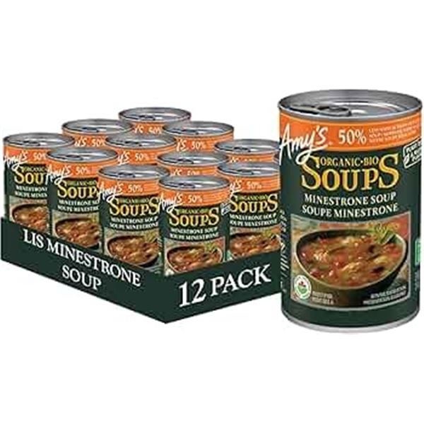 NEW BAG OF 12 X 398ML AMY'S ORGANIC BIO VEG SOUP