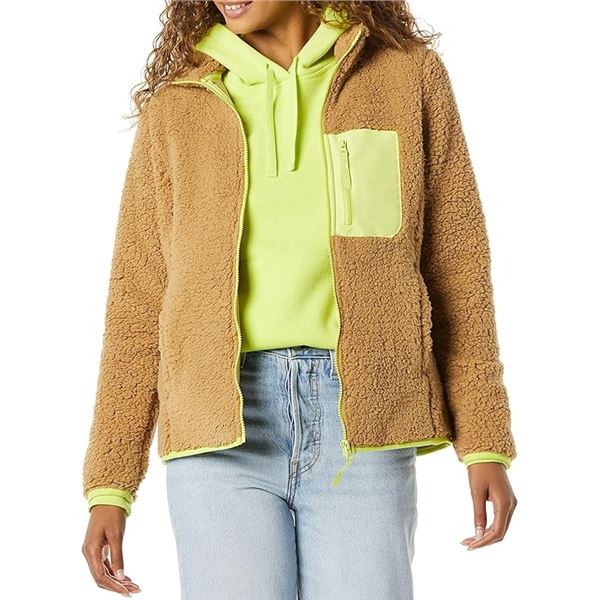 NEW AMAZON ESSENTIALS WOMENS SHERPA COLOR BLOCKED