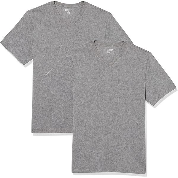 NEW AMAZON ESSENTIALS MENS 2 PACK SLIM FIT V NECK