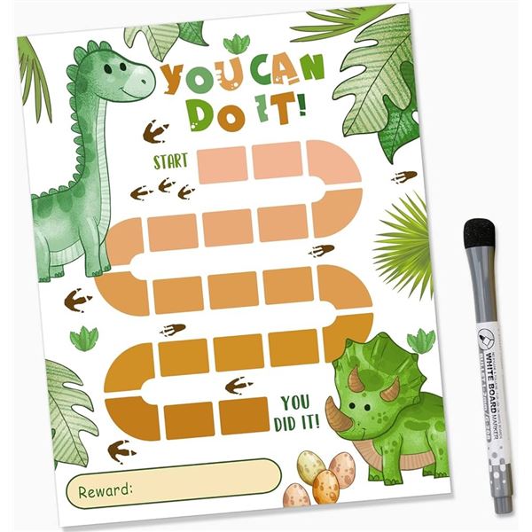 BRAND NEW MAGNETIC DRY ERASE CHORE DINOSAUR CHART