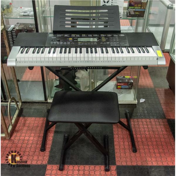 CASIO KEYBOARD WITH STAND, STOOL & MUSIC BOOK