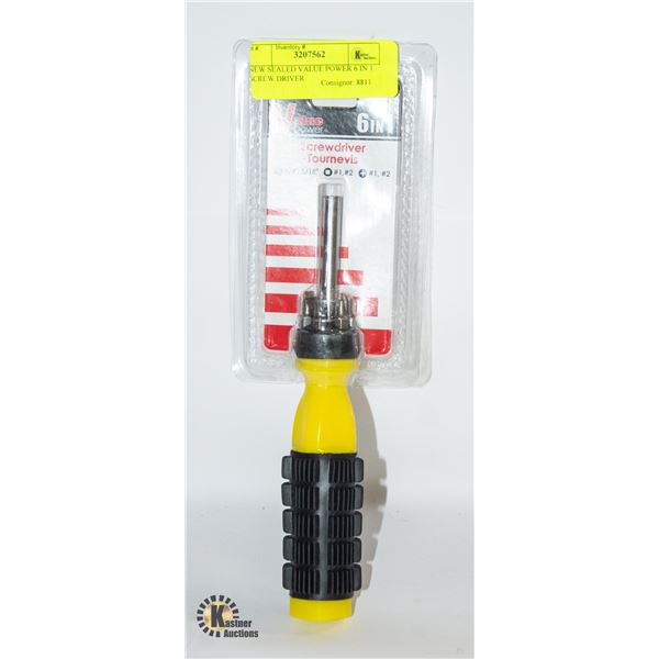 NEW SEALED VALUE POWER 6 IN 1 SCREW DRIVER