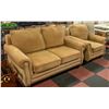 Image 1 : STUDDED FABRIC LOVESEAT AND CHAIR