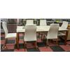 Image 1 : FROSTED TEMPERED GLASS DINING TABLE WITH 6 WHITE