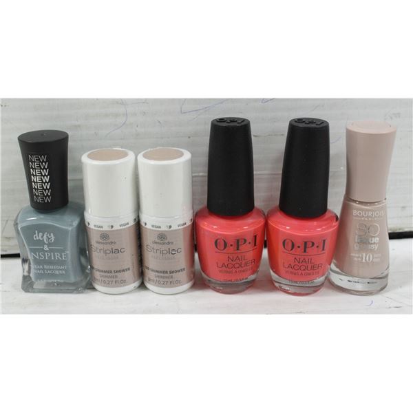 BRAND NEW BAG WITH 6 BOTTLES OF NAIL PRODUCTS