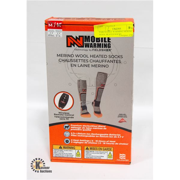 PAIR MOBILE WARMING MERINO WOOL HEATED SOCKS