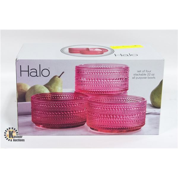 NEW HALO SET OF 4 PINK 22 OZ BOWLS