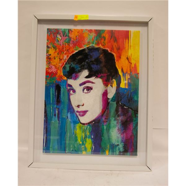 AUDREY HEPBURN PAINTING IN GLASS FRAME