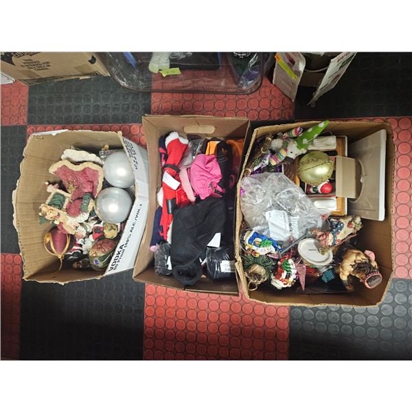 3 BOXES CHRISTMAS DECORATIONS