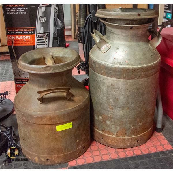 PAIR OF VINTAGE MILK TINS