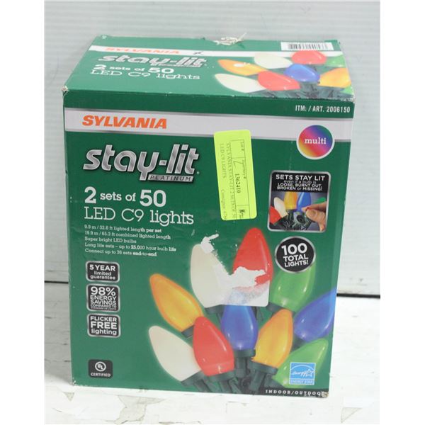SYLVANIA STAY-LIT 2 SETS OF 50 LED C9 LIGHTS