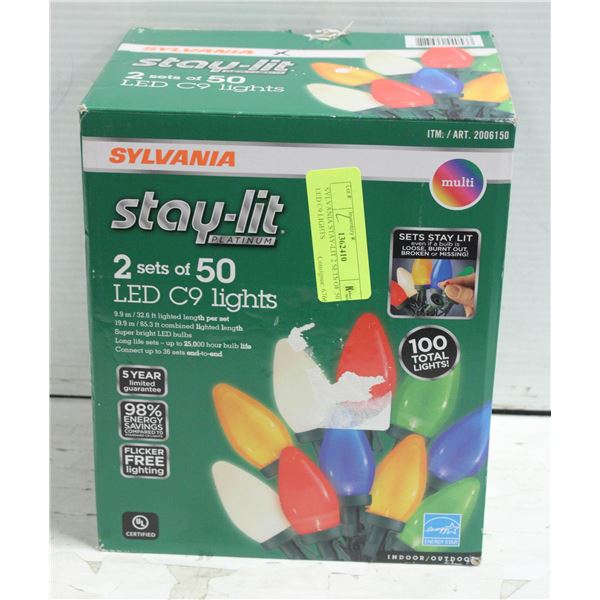 SYLVANIA STAY-LIT 2 SETS OF 50 LED C9 LIGHTS