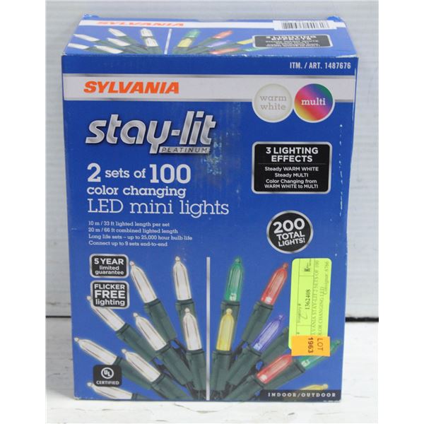 SYLVANIA STAY-LIT 2 SETS OF 100 COLOR CHANGING LED