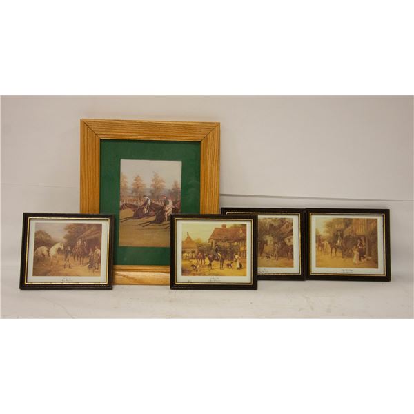 5 HORSE THEMED FRAMED WALL HANGINGS (4 MINI)