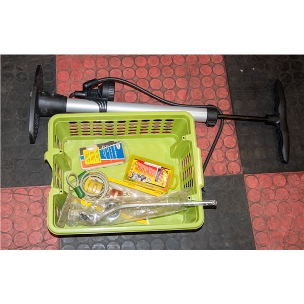 CCM BIKE PUMP, 2 TIRE REPAIR KITS, NEW KICKSTAND,