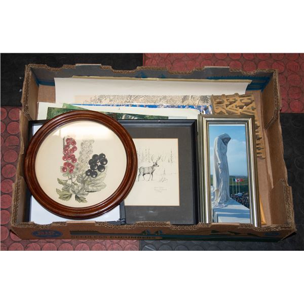 5 FRAMED ESTATE PICTURES, 7 UNFRAMED PICTURES