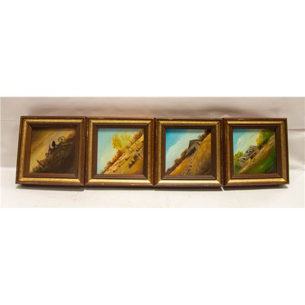 4 ORIGINAL OIL PAINTINGS 12" X 12"