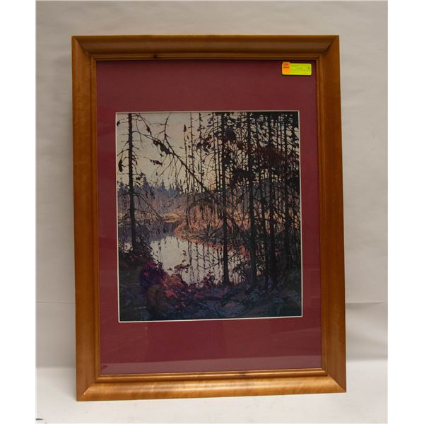 TOM THOMSON ARTWORK FRAMED MOUNTED 23"X31