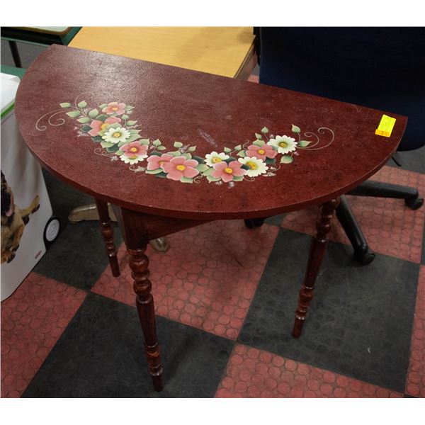 VINTAGE HALF MOON SIDE TABLE 36"X16"