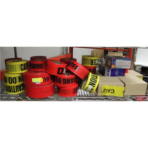 SHELF OF VARIOUS CONSTRUCTION SAFETY TAPES