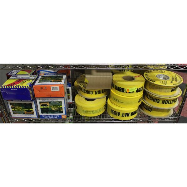 SHELF OF VARIOUS CONSTRUCTION SAFETY TAPES