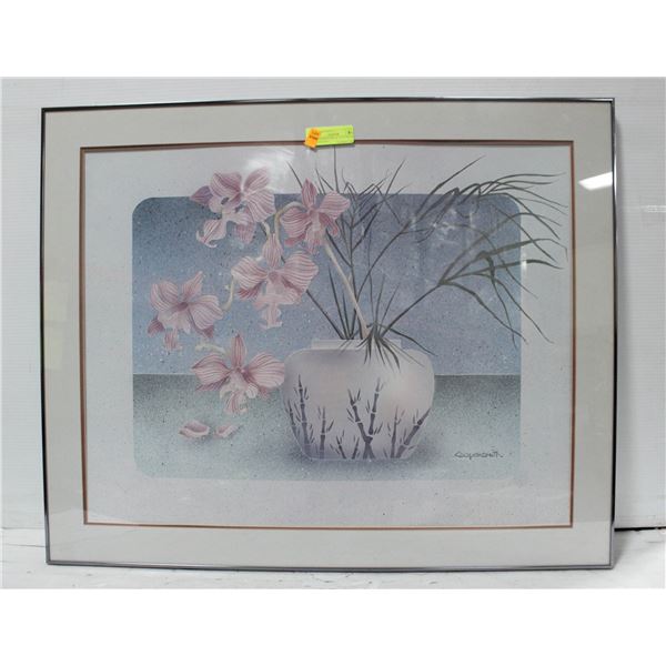 FRAMED PICTURE 26" X 32" GLASS DOUBLE MAT