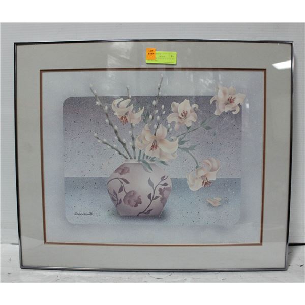 FRAMED PICTURE 20" X 24" GLASS DOUBLE MAT