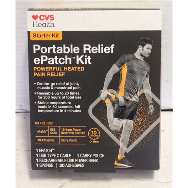 NEW CVS HEALTH PORTABLE RELIEF E PATCH STARTER KIT