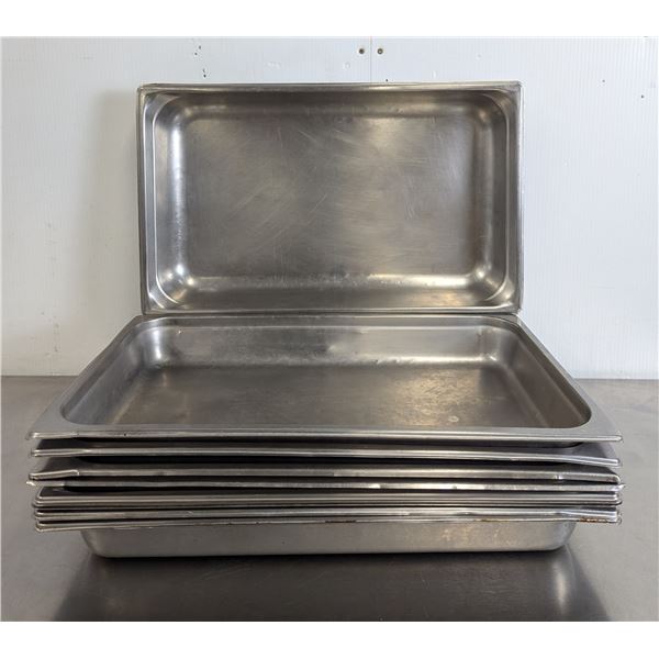 Full Size 2-1/2" Deep Stainless Steel Inserts - Lot of 9  | Front C