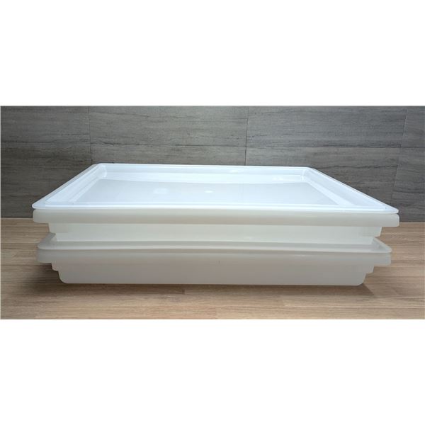18" x 26" x 3-1/2" Poly Food Storage Boxes With Lids - Lot of 2 (4pcs) | L5R-1