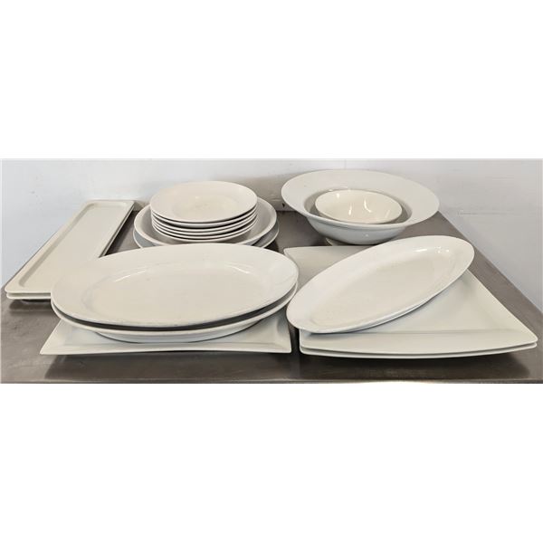 Assorted Large Serving Plates & Bowls, White - Lot of 18pcs | MA-4/R3PALLET