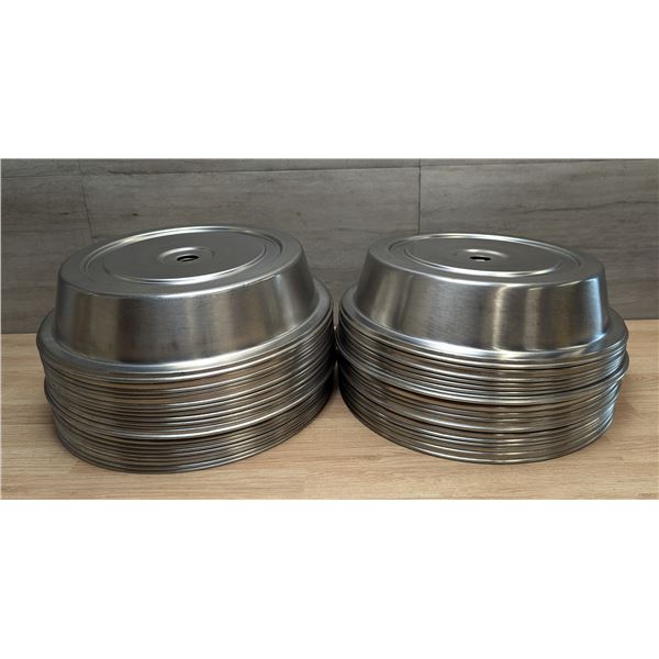 11-13/16" to 11-7/8" Satin Finish Stainless Dome Plate Covers - Lot of 35 | Front 2