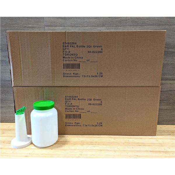 2qt Containers with Pourers, Green - Lot of 12 (2 Boxes) | G/ML2-2