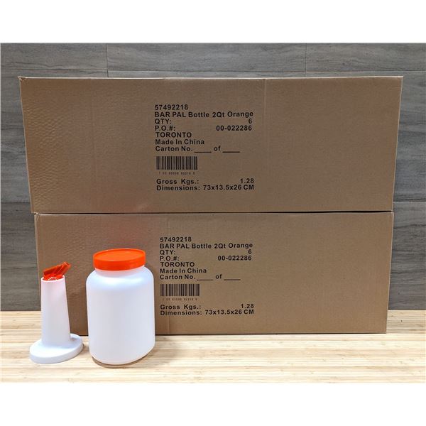 2qt Containers with Pourers, Orange - Lot of 12 (2 Boxes) | O/ML1-2