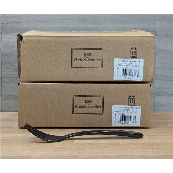 Chef & Sommelier Kya Black 7-1/2" Salad Forks - Lot of 72 (2 Cases) | CC4/FM329