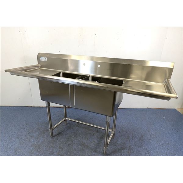 Thorinox TDS-1818-RL18 18" x 18" x 11" Two Tub Sink With 2 Drain Boards | Bsink3/L12